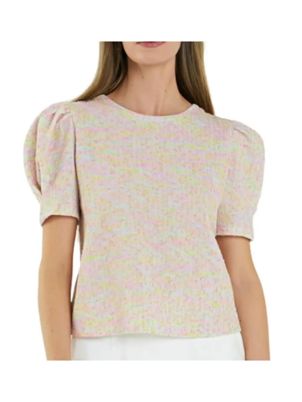 English Factory Rainbow Puff Sleeve Sweater Medium